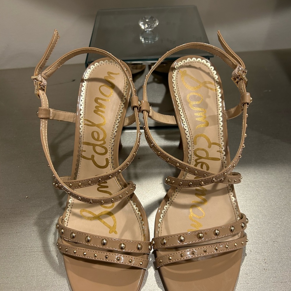 Sam Edelman Beige Studded Strappy Heels